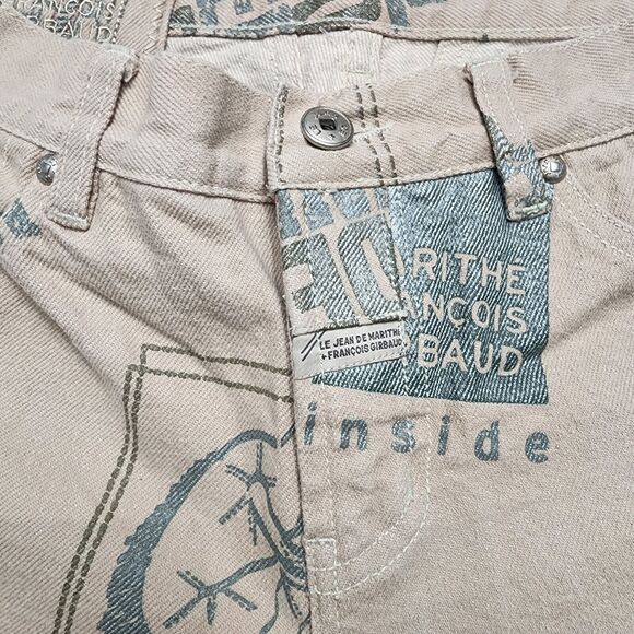 VINTAGE Marithe Francois Girbaud Jeans Men 29 Beige All Over Print 29x31 - Picture 6 of 16